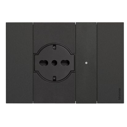 Priza Bticino Living Now neagra cu intrerupator integrat pentru proiecte rezidentiale
